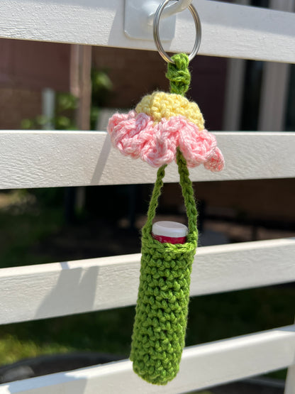 Flower Lip Balm Holder Keychain