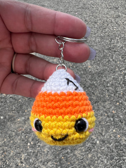 Candy Corn Monsters Crochet Keychains