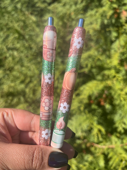 Fall Rose Gold and Sage Vibes Resin Pen