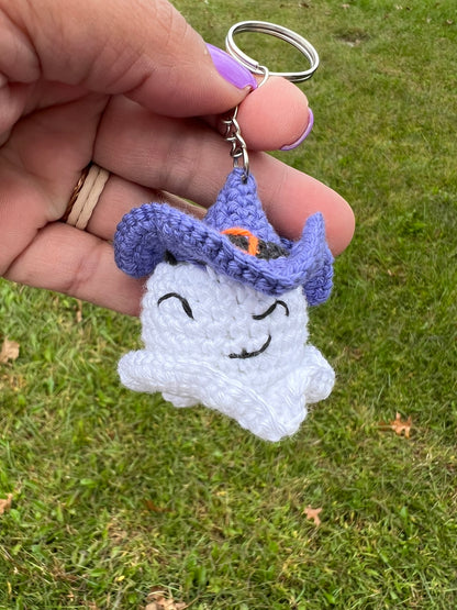 Witchy Ghost Crochet Keychain