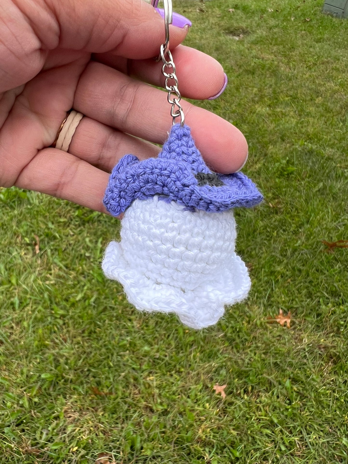 Witchy Ghost Crochet Keychain