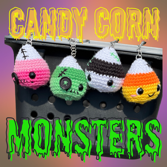 Candy Corn Monsters Crochet Keychains